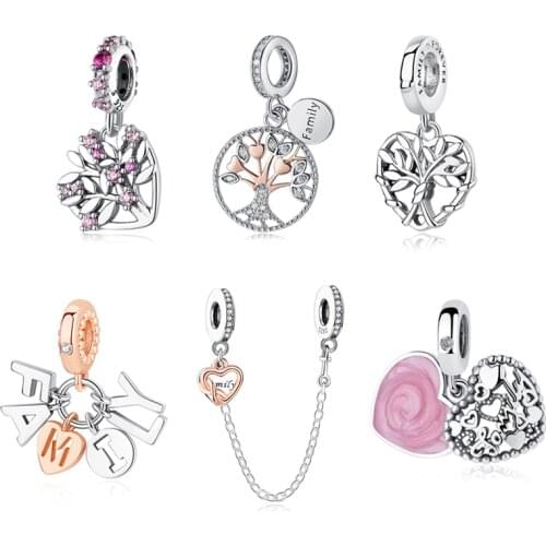 Original 100% 925 Sterling Silver Charm Bead Family Heritage Pendant Charms Tree of Life Fit Bracelets Women DIY Jewelry