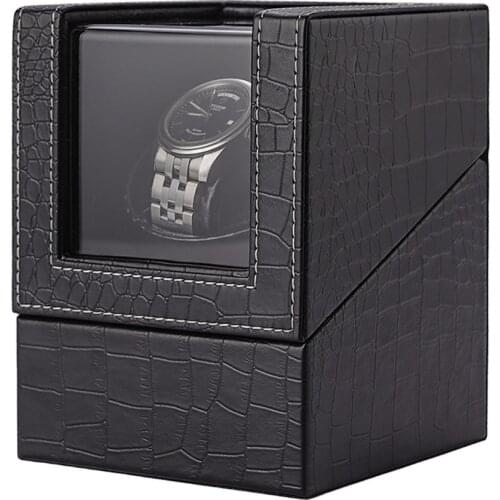 EU/US/UK/AU Carbon Fiber Watch Shaker Mini Single Electric Watch Box Self Winding Watch Receiver Display Watch Winder Box