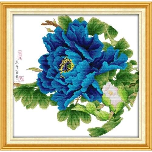 Hand-stitched cross-stitch kit 11CT 14CT counting grid cloth color Peony blossoming large flower beautiful embroidery