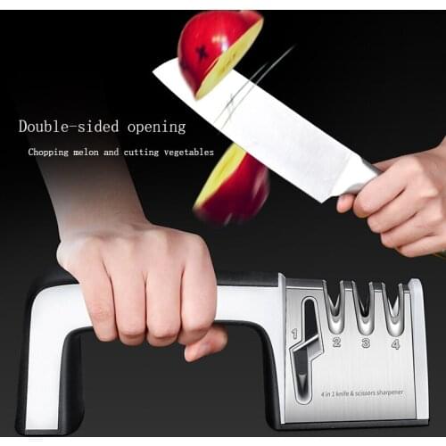 Knife Sharpener 4 IN 1 Whetstone Grindable Scissors For Kitchen Stone Tungsten Diamond Ceramics Chef Gadgets