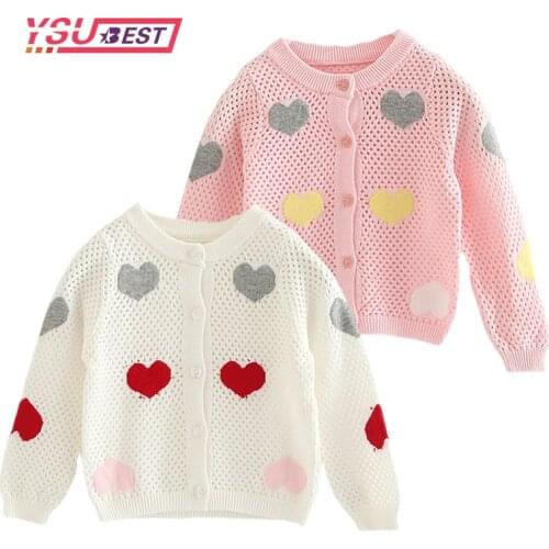Spring Baby Girls Sweaters Kids Clothes Cotton Children Knitted Sweater Coat Embroidery Cute Love Heart Girls Cardigan Jacket