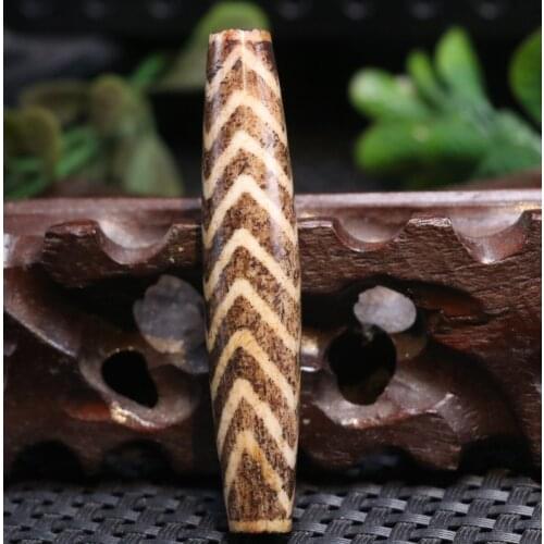 Magic Power Tibetan old Pumtek water wave wealth lucky dZi Bead Pendant zhang