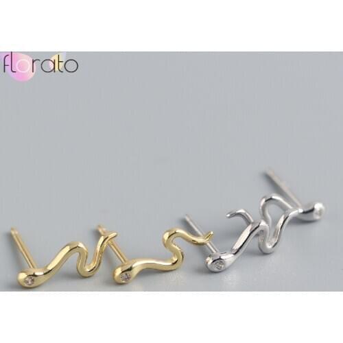 100% 925 Sterling Silver Stud Earrings for Women Simple Smooth snake/Butterfly Earrings Female Fashion Minimalist Jewelry A30