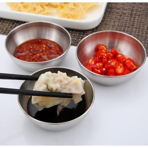 10PCS Stainless Steel Seasoning Sauce Dish Small Dish Dip Bowl Side Plates Durable Butter Sushi Plate Vinegar Soy Dishes