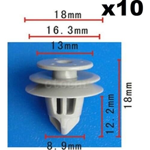 10pcs OEM Nylon Door Trim Panel Retainer Clip 18x12mm 91560-SLJ-J01 For Honda Acura For Civic, For CR-V & For Pilot / Universal