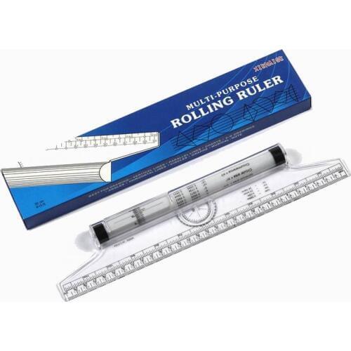 120 Pcs Hot Roll Ruler Parallel Ruler 30cm Universal Foot Angle Rule Balancing Scale Drawing Multi-purpose Rolling Ruler