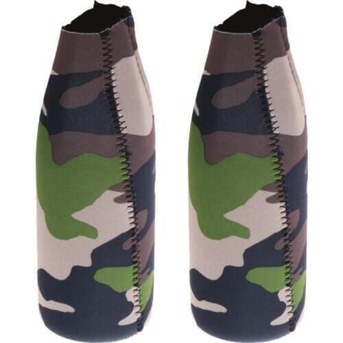 2pcs Zipper Beer Water Bottle Coolers Insulators Holder Cosy Outdoor Camo
