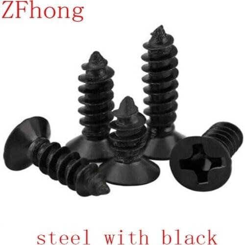 500pcs M2 M2.3 M2.6 M3 phillips black flat countsunk head Self Tapping Screws