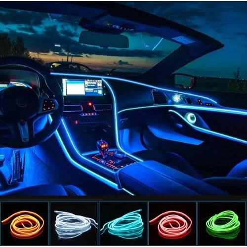 Car Strip Line Light Car Interior Lighting Auto Door Light USB LED Wire Rope Line Flexible Neon Light Atmosphere Decorative Lamp