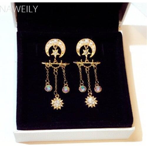 NAWEILY Bohemian Tassel Drop Earrings for Women Wedding Party Jewelry Vintage Crystal Statement Long Earrings NWLE1773