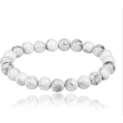 White naturalstone Bracelets Bangles For Women and Men Elastic Rope Natural Stone Strand Bracelets For Unisex Jewelry JWAEBT017
