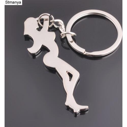 New Beauty Girl Metal Key chains women Bag Charm Accessories car key ring men fashion Couple gift Jewelry K2040