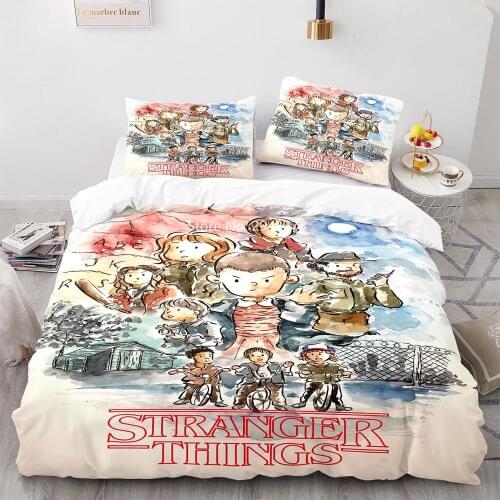 Home Textile Popular Movie Stranger Things Patterned Duvet Quilt Cover Pillowcase Bedding Set Teen Bedroom Decor Color Print