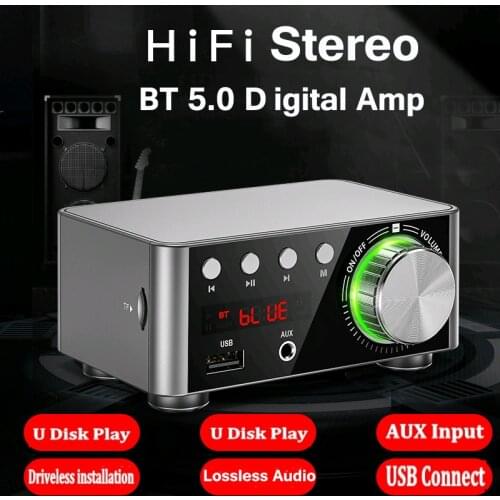HIFI BT5.0 Digital Amplifier Mini Stereo Audio Amp 100W Dual Channel Sound Power Audio Receiver Stereo AMP USB for Home Theater