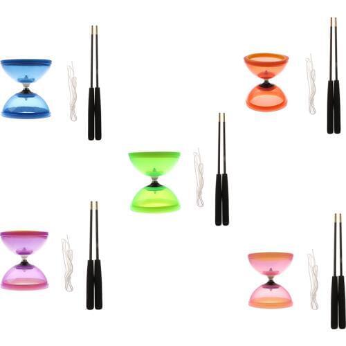 Classic Chinese YoYo 1-Bearing Diabolo Set with Aluminum Sticks and String for Kids Children Adult Elderly People Park Toy