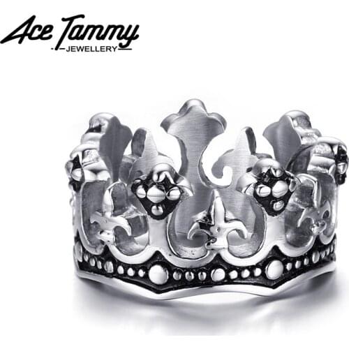 Stainless Steel Crown Ring Gothic Men Crown King Finger Ring Wedding Party Ring for Men
