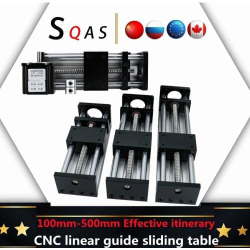 Free Shipped 100-500mm Effective Stroke CNC Linear Guide Stage Rail Motion Slide Table Ball Screw Actuator Module 3D Printer XYZ