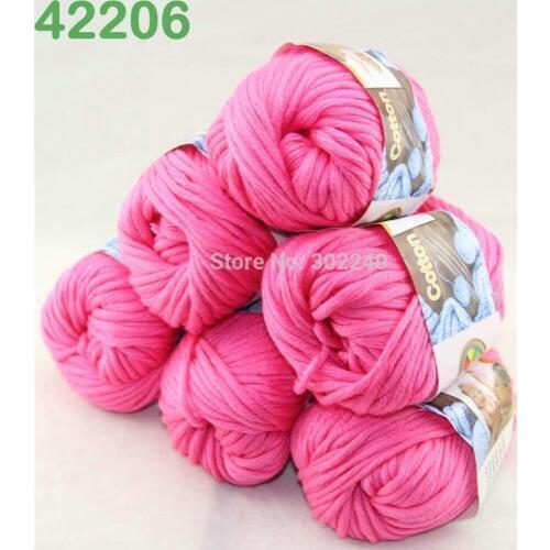 LOT of 6 Balls X 50g Special Thick Worsted Cotton Knitting Yarn Pink Sapphire 2206