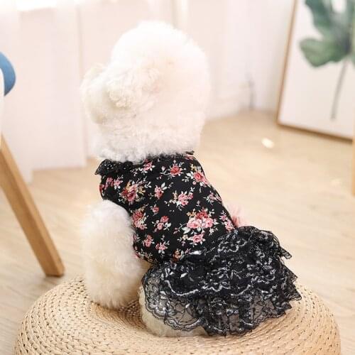 Puppy Sweet Floral Printed Skirts Multicolor Flowers Dress Clothes Sleeveless Tops Pet Dog Summer Breathable Bow Dress