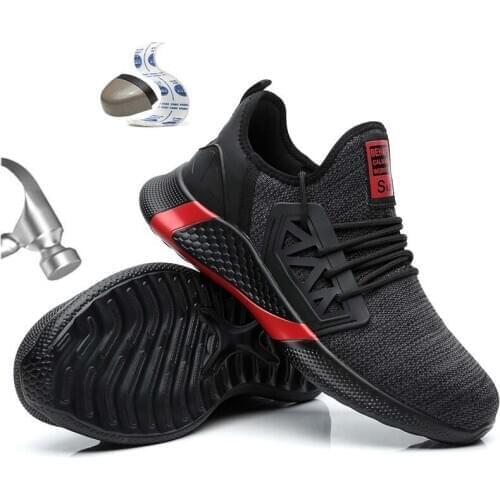 Fashion Breathable Safety Work Shoe Men Protective Steel Toe Cap Anti-Smashing Construction Safety Boots Anti-Stab Work Sneakers