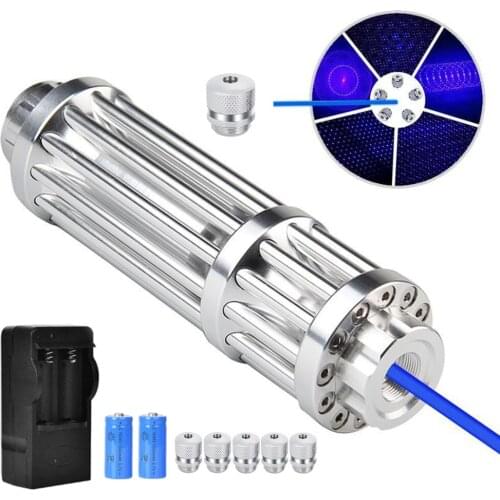 Powerful blue laser flashlight 450nm 10000m focusable laser sight, high-power laser burning cigar/match laser pointer