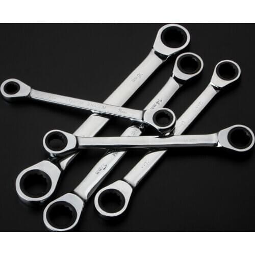 Chrome Vanadium Ring Double Head Ratchet Wrench Reversible 8-9-10-12-14-15-16-17-18-19mm Spanner Set Hand Tools for Car Repaire