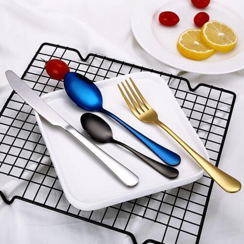 16pcs 24 pcs Stainless Steel Cutlery Set Dinnerware Set Reusable with Metal Straw Flatware