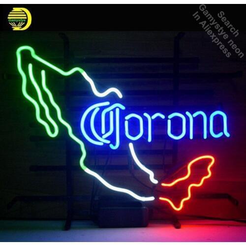 NEON SIGN NEW CORON EXTRA MEXICO CERVEZA Signboard REAL GLASS BEER BAR PUB display christmas Light Signs 17*14 fluorescent sign