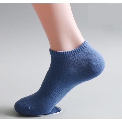 2 Pairs/Lot Men Pure Cotton Ankle Socks With Pure Color Male Anti-odor Absorbent Non-slip Invisible Blue Black Sokken Teen Meias