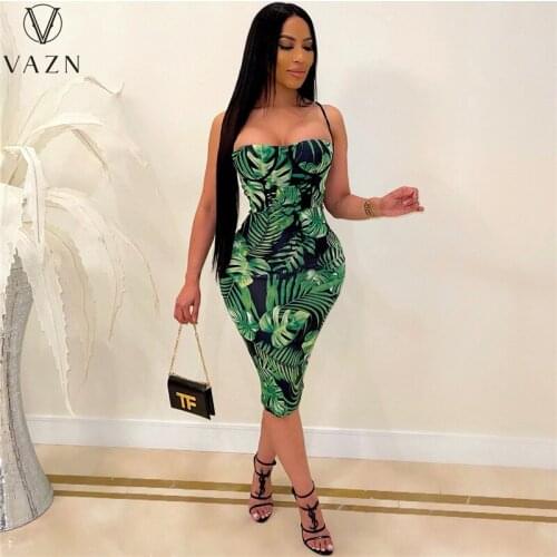 VAZN New 2021 Sexy Club Birthday Strapless Dress Mini Casual Tie Dye Print Women Elegant Fashion Female Dress Club Shinny Dress