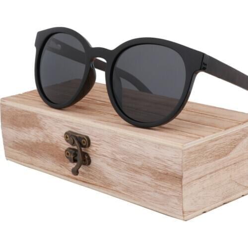 2021 new round plastic frame + ebony sunglasses mens fashion glasses brand designer retro ladies frame wooden sunglasses