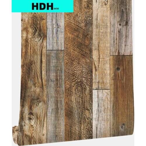 Faux Wood Wallpaper Peel and Stick Self-Adhesive Vinyl Decorative Wallpaper Removable Brown Wallcoverings for Room Walls Decor