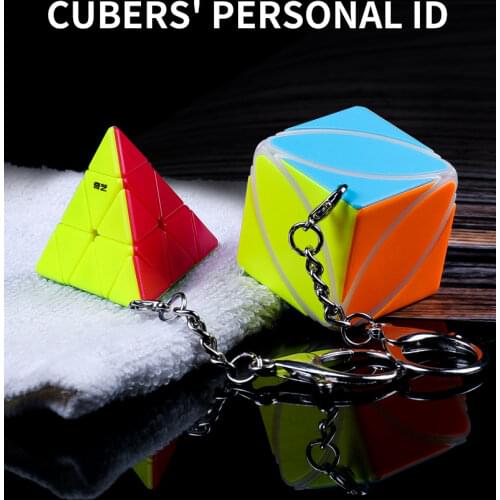 [Picube]Qiyi IVY Keychain Key Ring Cubes 3x3 Cubes Puzzle Magic Cubes Pyramid Maple Leaf Cubes Bag Ornament Cube Educational Toy