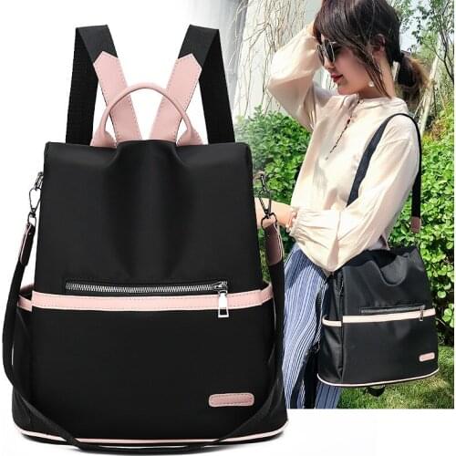 2021 Casual Oxford Backpack Women Black Waterproof Nylon School Bags for Teenage Girls High Quality Fashion Travel Tote Packbag