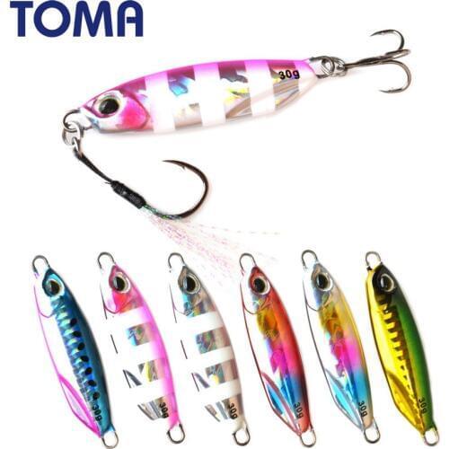 TOMA Micro Jig Casting Metal Spoon 15g 30g Shore Jigging Fishing Lead Fish Bass Lure Artificial Bait Fresh Saltwater Tackle