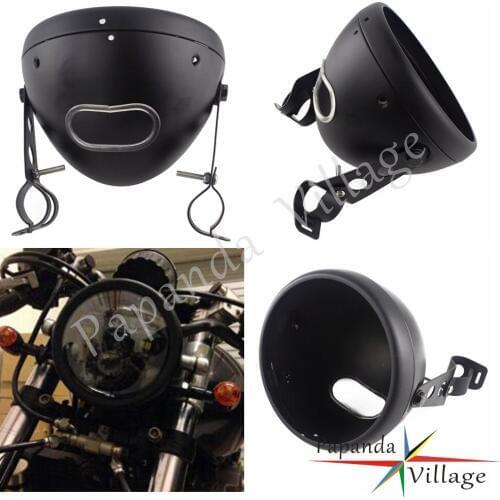 7" LED Motorcycle Headlight Shells Matte Black Motorbike LED Headlight Bucket Housing Mount Bracket For Harley Yamaha Honda