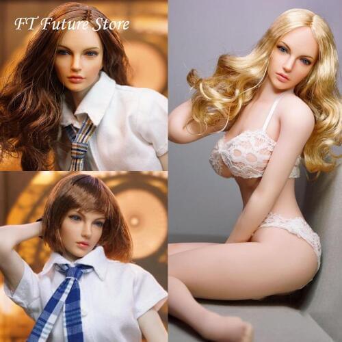 In Stcok SDH005 1/6 Beautiful American European Female Head Sculpt Curls Long/Short Hair for 1:6 Phicen Pale Action Figure Body