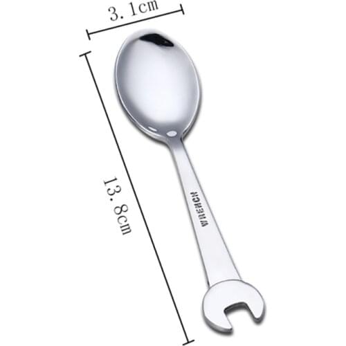 Stainless Steel Coffee Tea Spoon Shovel Wrench Shaped Dessert Forks Ice Cream Sugar Teaspoon Kids Interesting Toys Bar #2