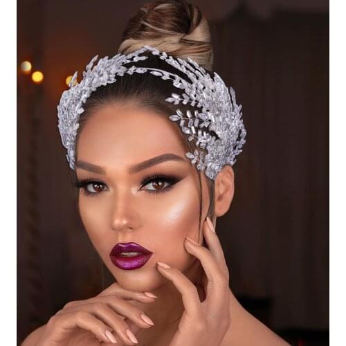 Silver Hair Tiaras Wedding Hair Jewelry Bridal Tiara Rhinestone Crystal Headwear Wedding Hair Accessories Fancy Bridal Headdress