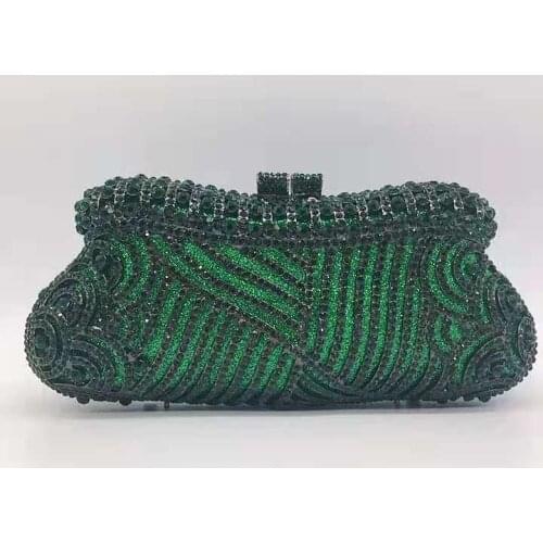 Women Rhinestone Blue/Green/Black Color Evening Bags For Wedding Party Birthday Gift Crystal Clutch Bag Purse Lady Clutches Bags