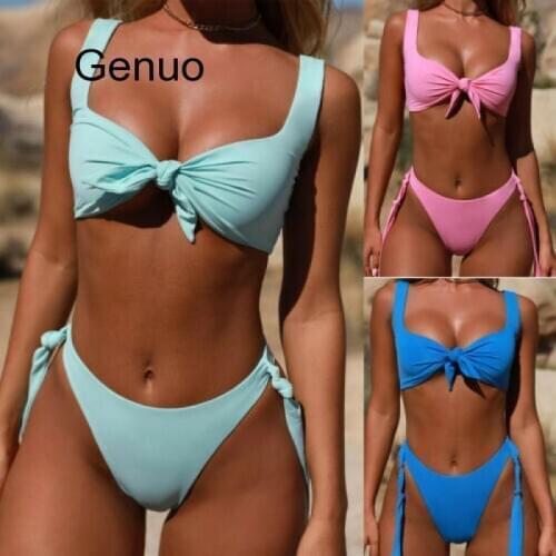 Women Bandage Bikini Set Bow-knot Womens Underwear Swimwear Brazilian 2Pcs Bathing Suit Swimsuit Sexy Push Up Bra New