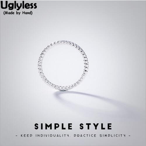 Uglyless 100% Real Solid 925 Sterling Silver Women Fine Jewelry Simple Novel Uneven Surface Tail Ring Female Handmade Thin Rings