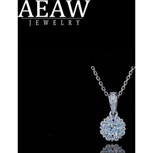 14k White Gold 0.5ct 1.0ct 2.0ct Moissanite Diamond Necklace Female Engagement & Wedding Necklace For Women Fine Jewelry Gift