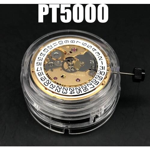 Gold PT5000 Mechanical Movement Swiss Series Automatic Self-winding Mechanism 25 Jewels with Datewheel AAA+ Quality HK Version