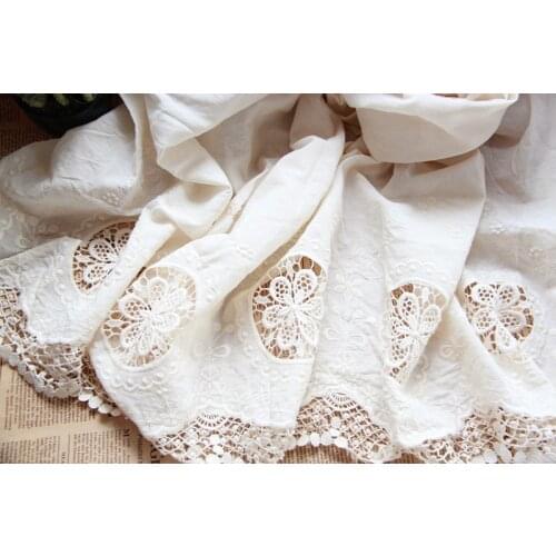 1.3m width clothes accessories lace bilateral embroidery flower lace fabric cotton cloth handmade diy dress fabric