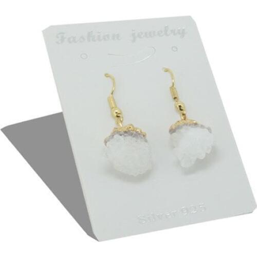 1 Pair Luxulry Jewelry Natural Druzy Stone Earring Charm Earring Female White Quartz Statement Dangle Earrings