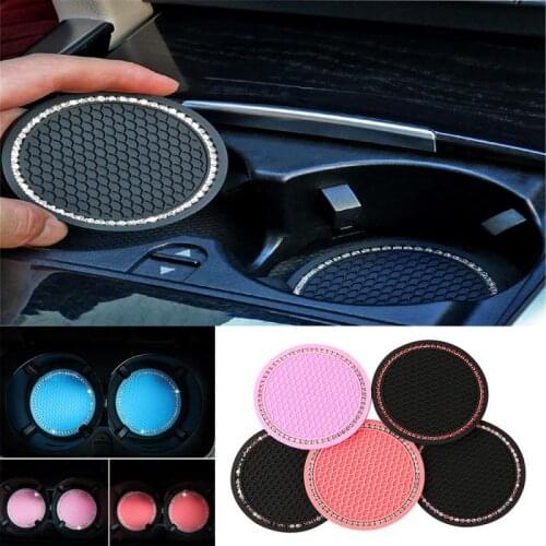 1PC Rhinestone Car Coaster Water Cup Bottle Holder Anti-slip Pad Mat Silica Gel For Interior Decoration Car Styling Accessories