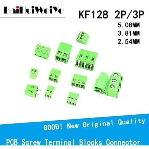 10PCS/LOT Terminals KF128-5.08 3.81 2.54MM 300V 10A Screw 2/3Pin Straight Pin PCB Screw Terminal Block Connector 22-12AWG