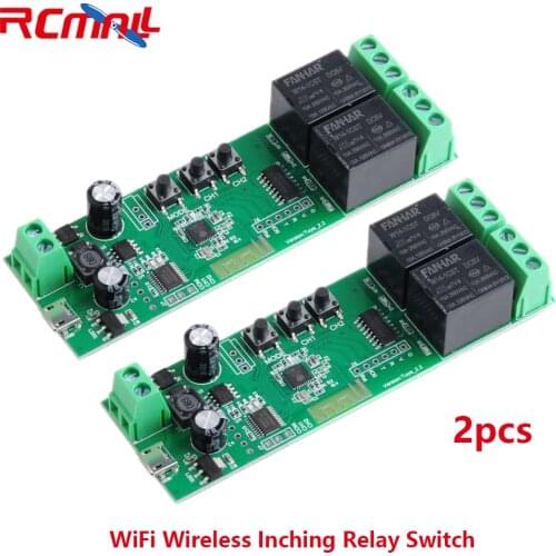 2Pcs WiFi Wireless Inching Relay Switch Momentary DIY Smart Home Remote Control Compatible with Alexa Echo IFTTT