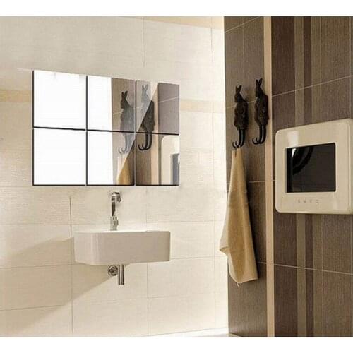 32pcs 15x15cm Square Mirror Tile Wall Stickers Decal WallPaper DIY Home for Bedroom Living Room Porch Decoration Home Decor